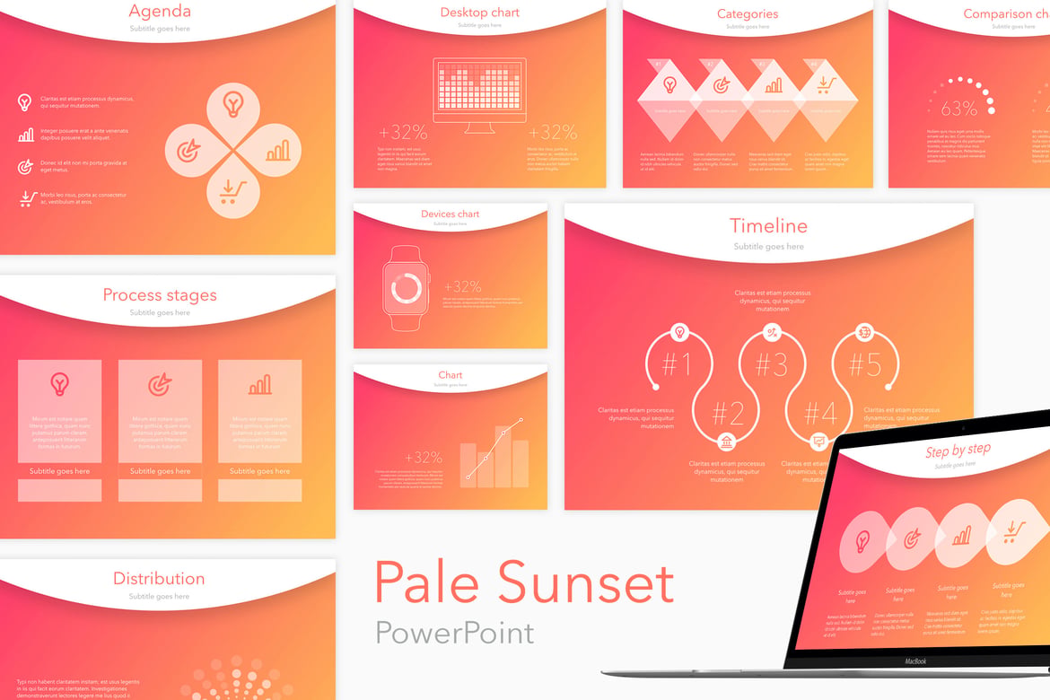 Template PowerPoint Sunset Pucat yang Elegan dan Profesional