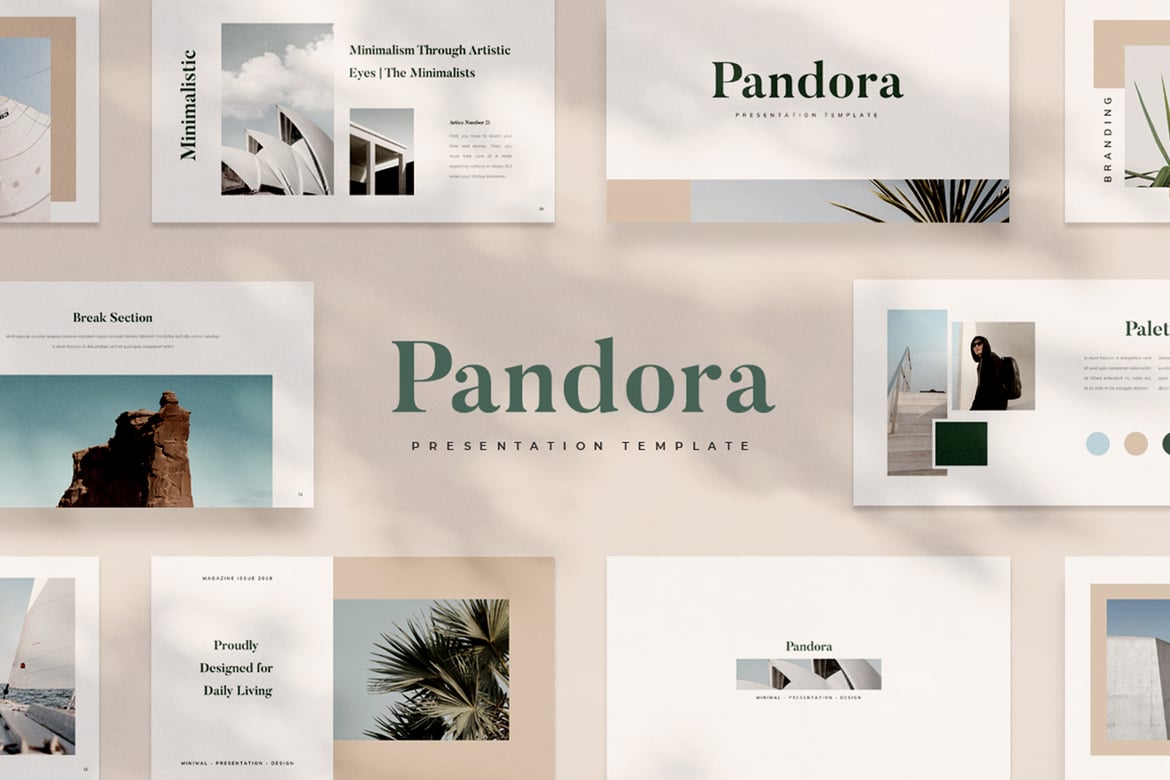 Template Presentasi PowerPoint Pandora yang Minimalis dan Elegan