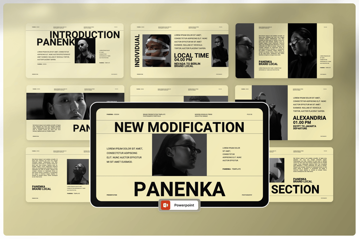Template Presentasi PowerPoint Panenka - Portofolio Fotografi Modern