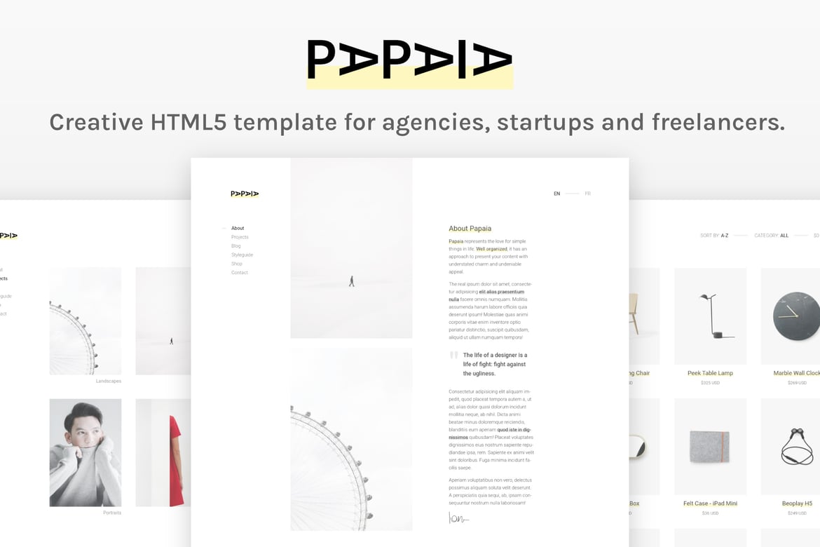 Papaia - Template Website HTML Kreatif dan Minimalis