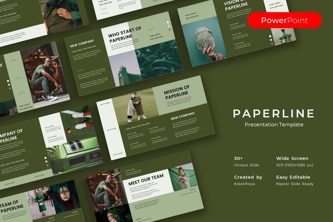 Template Presentasi PowerPoint Paperline untuk Bisnis yang Menarik