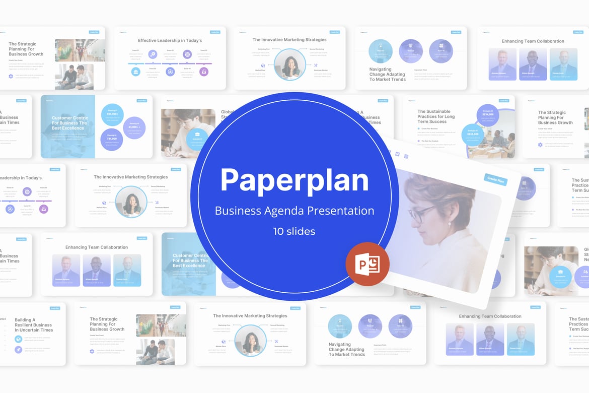 Template Powerpoint Agenda Bisnis - Paperplan yang Memukau
