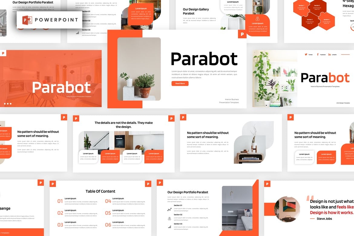 Parabot - Template Powerpoint Bisnis Interior yang Modern dan Unik