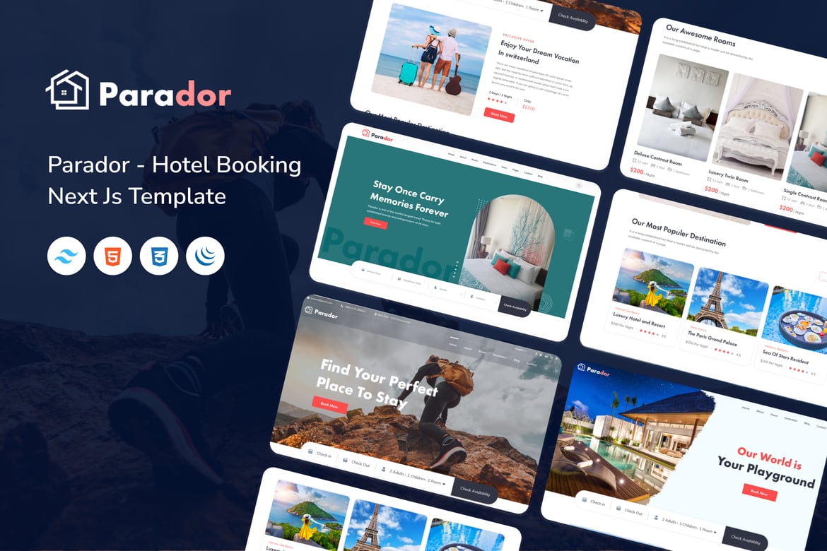 Parador - Template Website Pemesanan Hotel Modern dengan Next Js