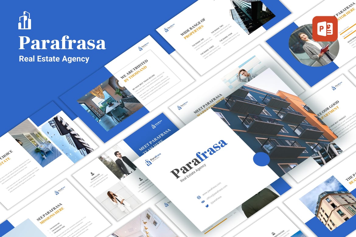 Template Presentasi PowerPoint Parafrasa - Agensi Real Estate yang Menarik