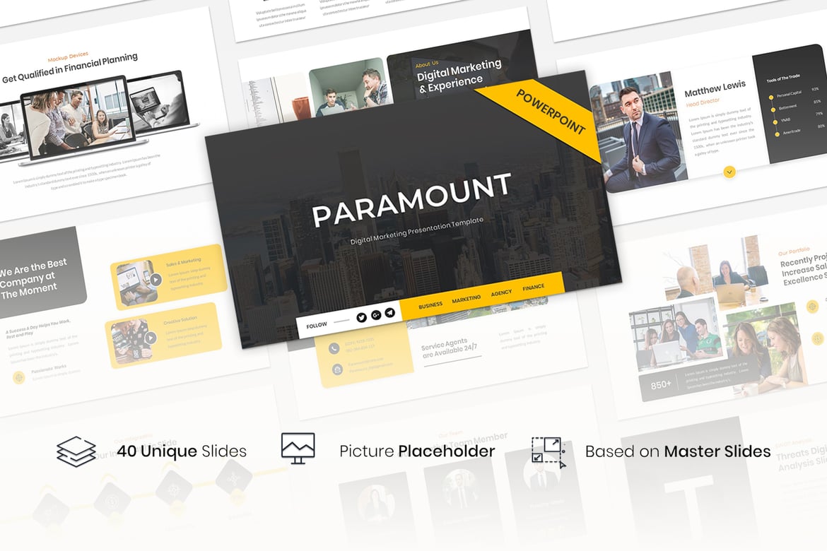 Template PowerPoint Digital Marketing Paramount yang Menarik dan Profesional