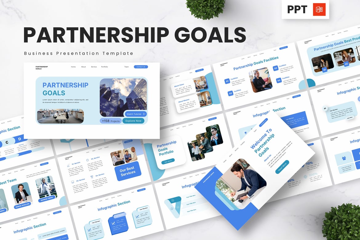 Template Presentasi PowerPoint Tujuan Kemitraan yang Menarik