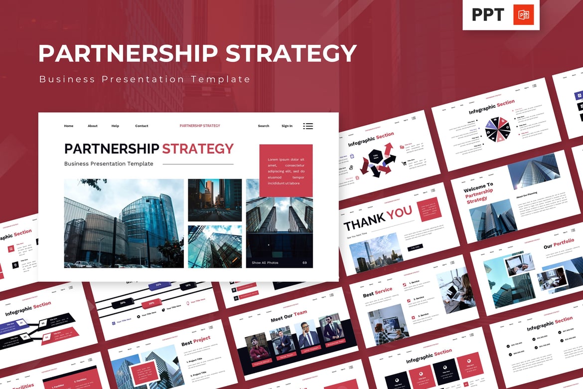 Template PowerPoint Strategi Kemitraan yang Menarik dan Profesional