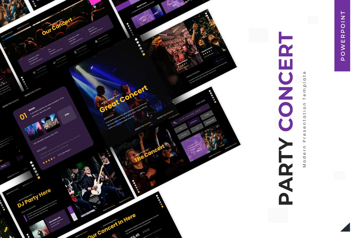 Template Presentasi Powerpoint Konser Pesta yang Menarik