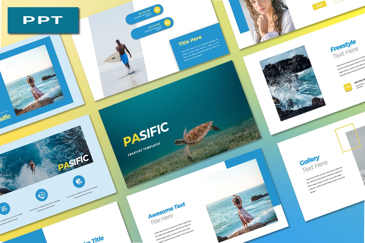 Template PowerPoint Kreatif Pasifik Ocean yang Elegan dan Modern