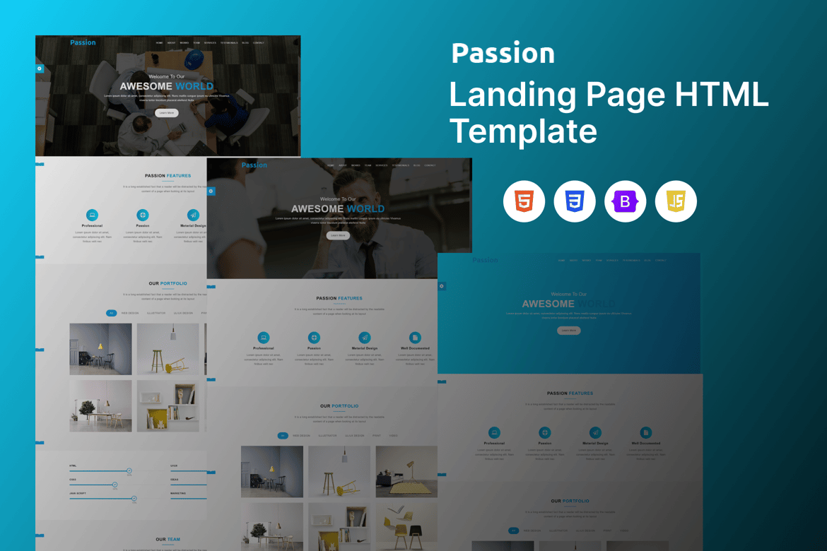 Passion - Template Website Agensi Desain Material yang Menawan