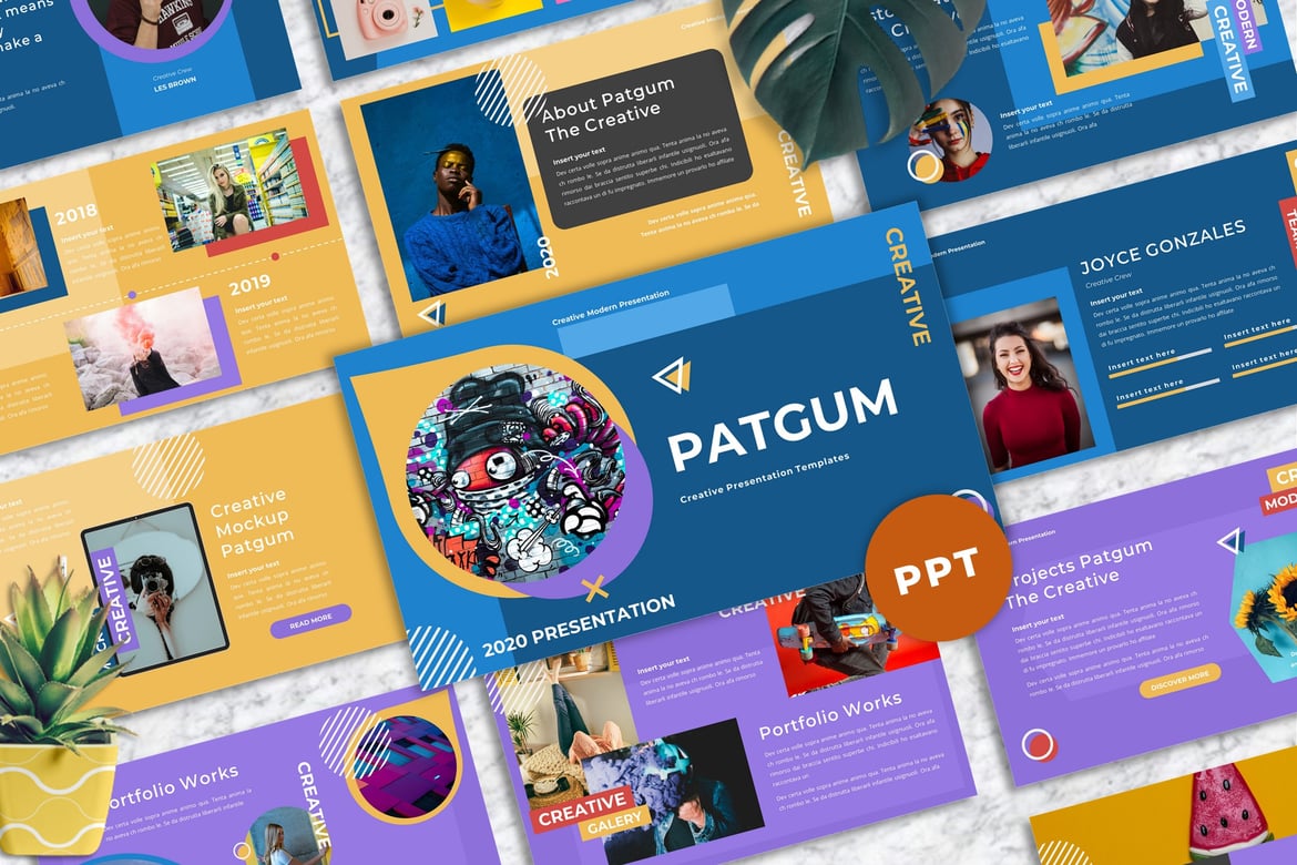 Template Powerpoint Kreatif Patgum untuk Presentasi Profesional