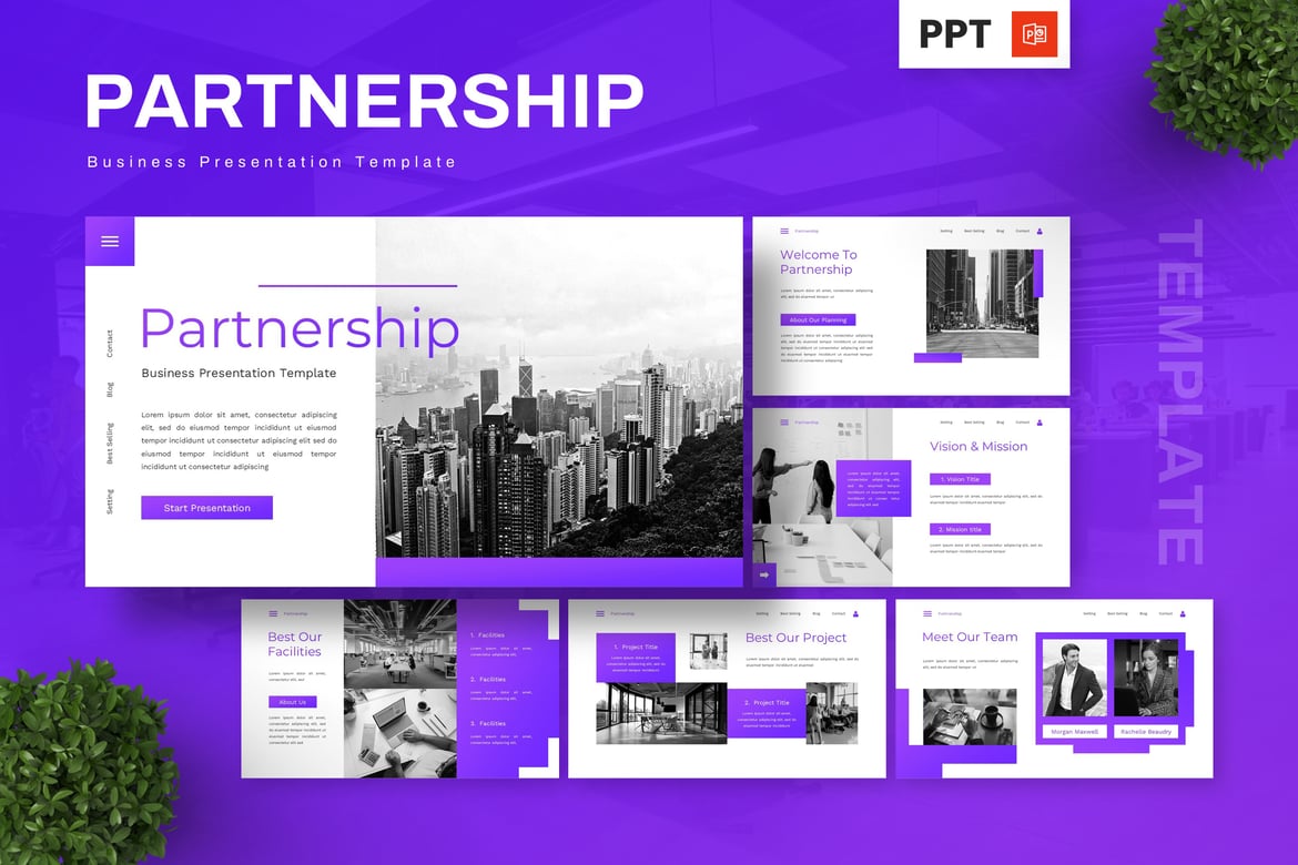 Template Powerpoint Bisnis Patnership yang Menarik