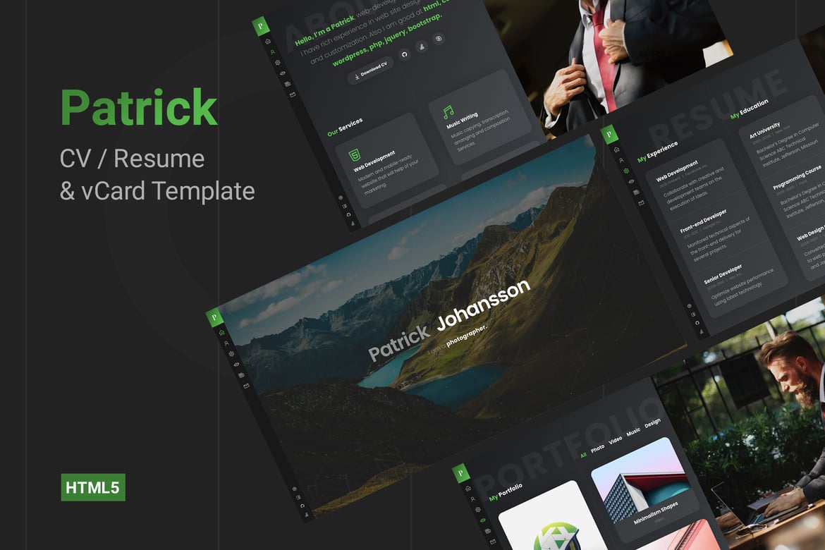 Template vCard Pribadi Patrick - Tampilkan Diri Anda dengan Elegan