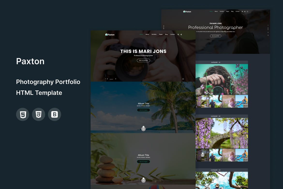 Paxton - Template Website Portofolio Fotografi Kreatif