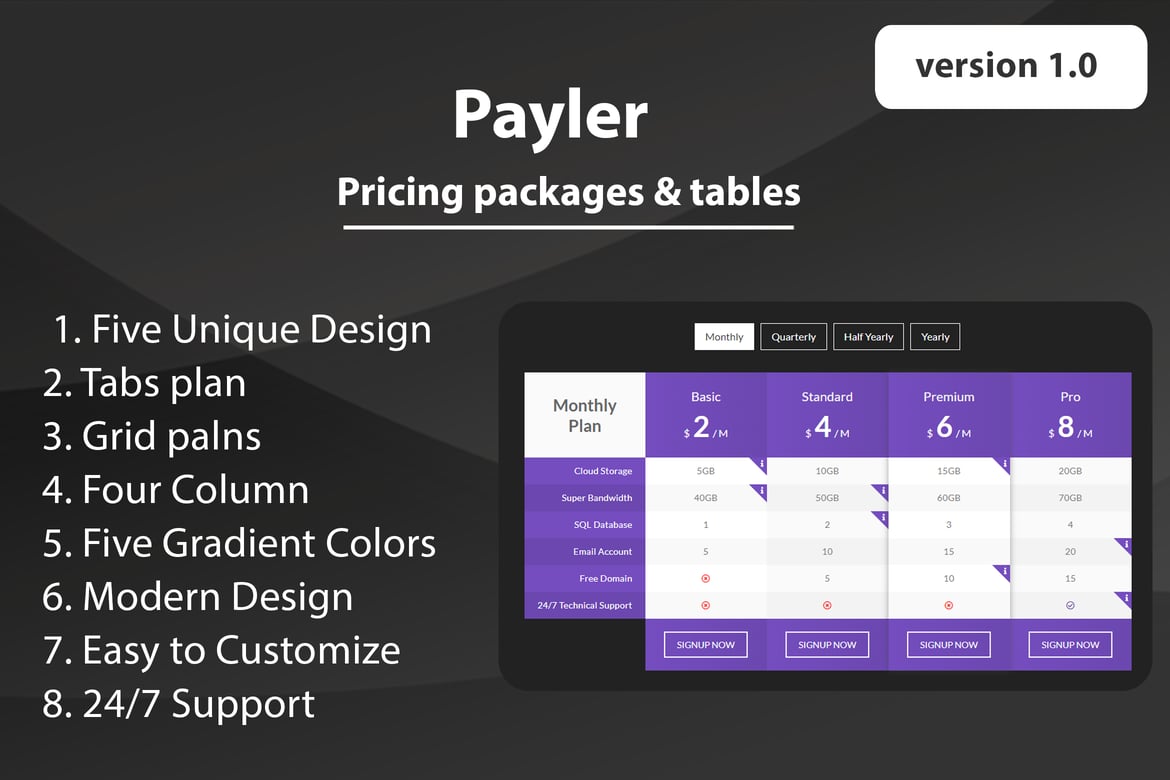 Payler - Template Web Paket Harga dan Rencana Berlangganan