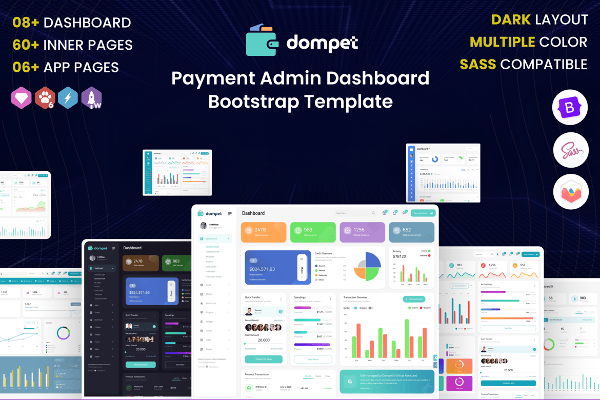 Template Dashboard Admin Pembayaran Bootstrap yang Menarik