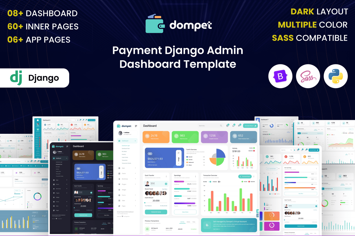 Template Dashboard Admin Pembayaran Django yang Profesional