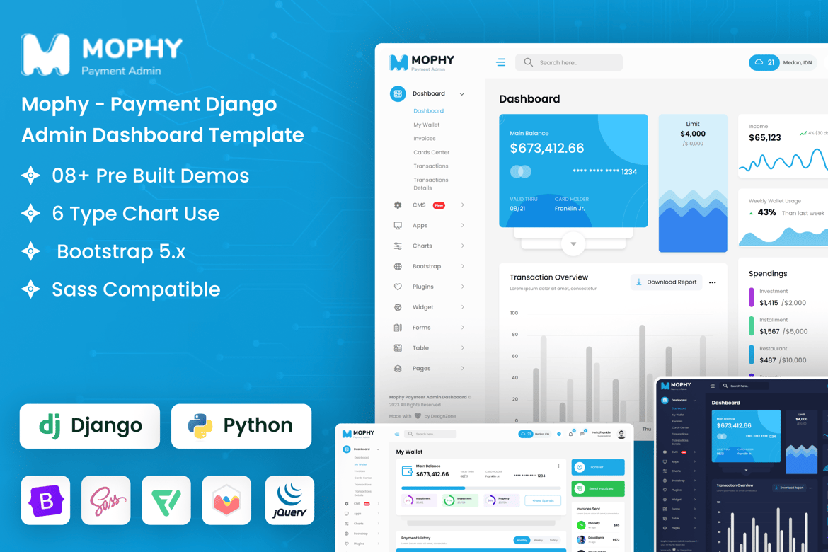 Template Dashboard Admin Pembayaran Django yang Modern dan Responsif