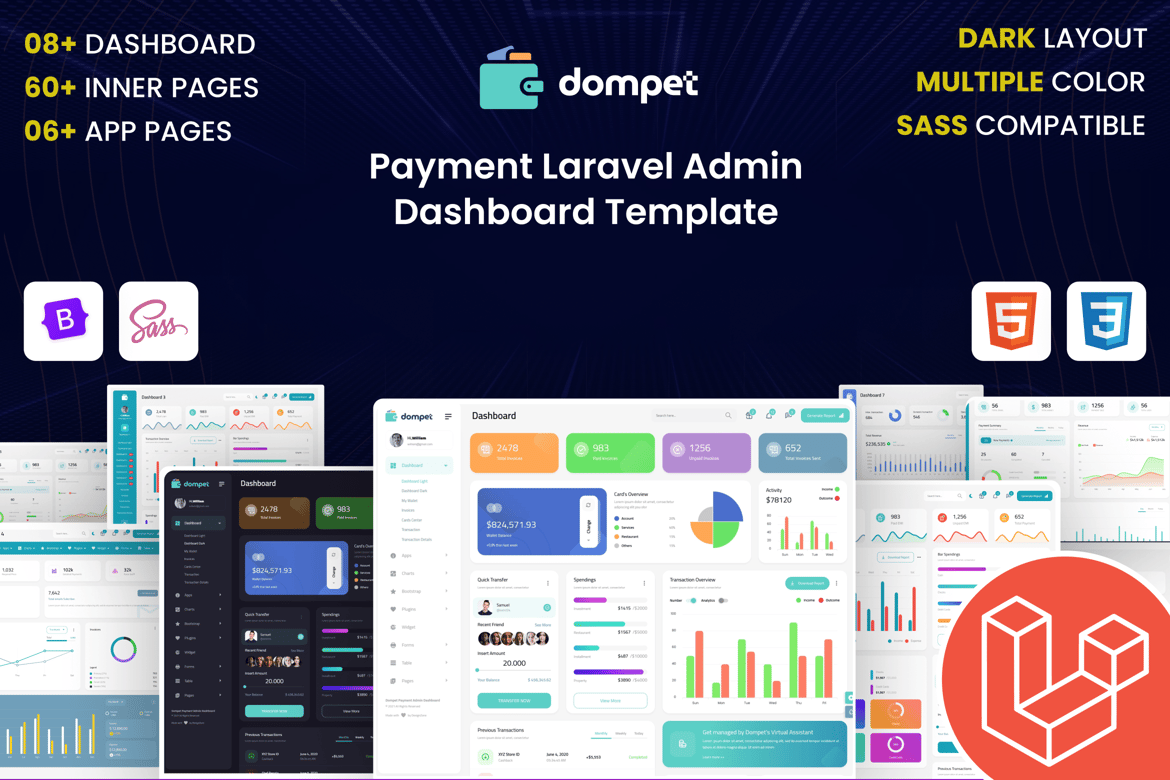 Template Dashboard Admin Pembayaran Laravel yang Modern dan Responsif