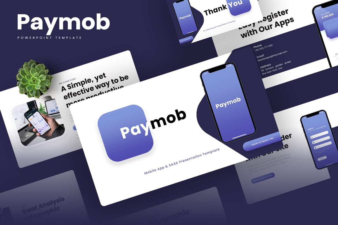 Template PowerPoint Paymob – Solusi Presentasi Mobile App & SAAS yang Menarik