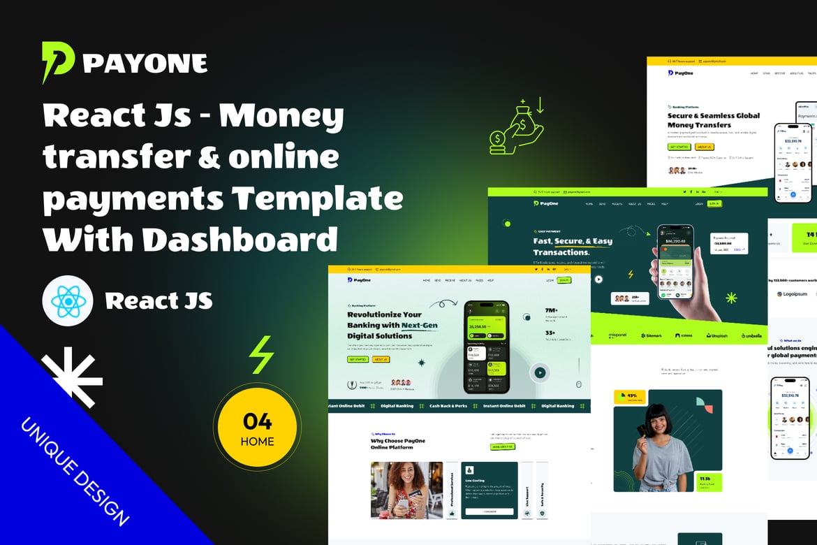 PayOne - Template Website Pembayaran Online dengan React JS