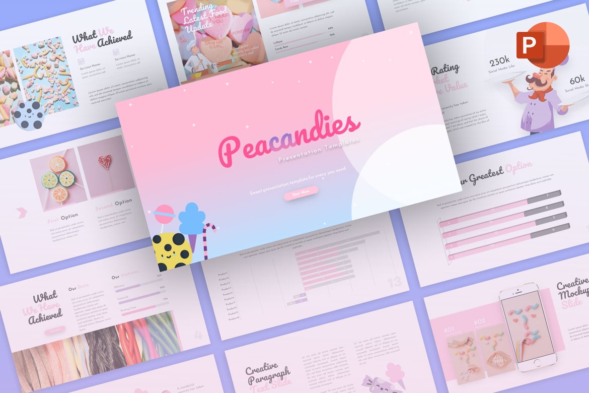 Template Presentasi PowerPoint Peacandies yang Menarik dan Kreatif