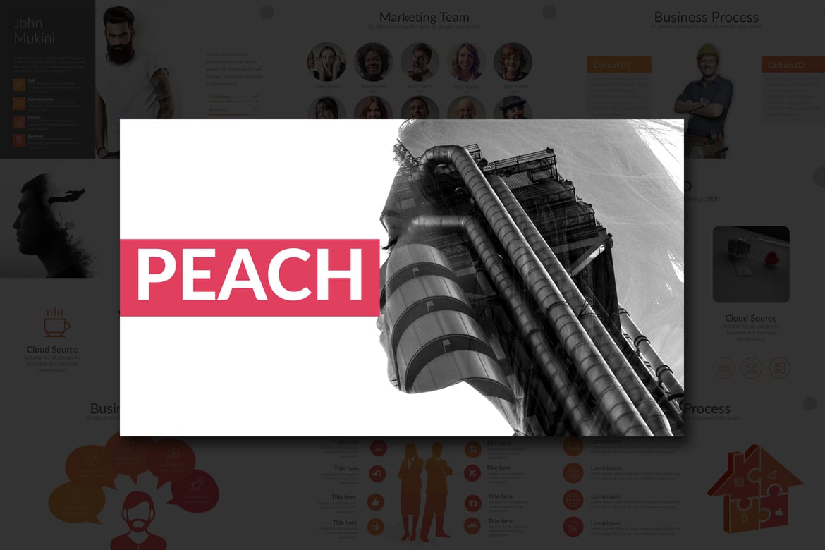 Template Powerpoint Korporat Peach yang Menarik