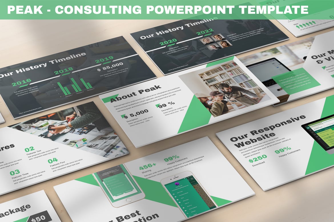 Template Presentasi Powerpoint Peak - Solusi Profesional untuk Konsultasi dan Keuangan