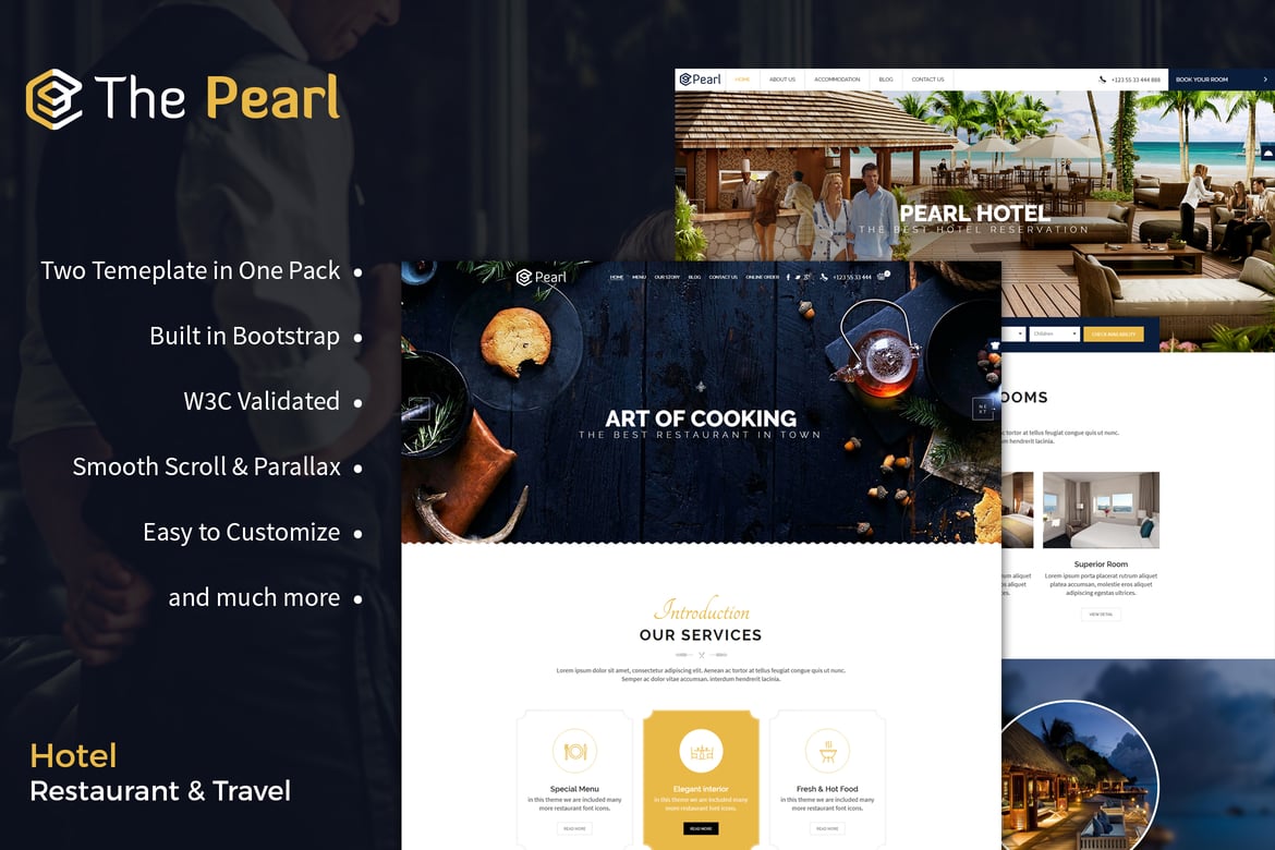 Template Website Hotel & Restoran Pearl yang Menawan