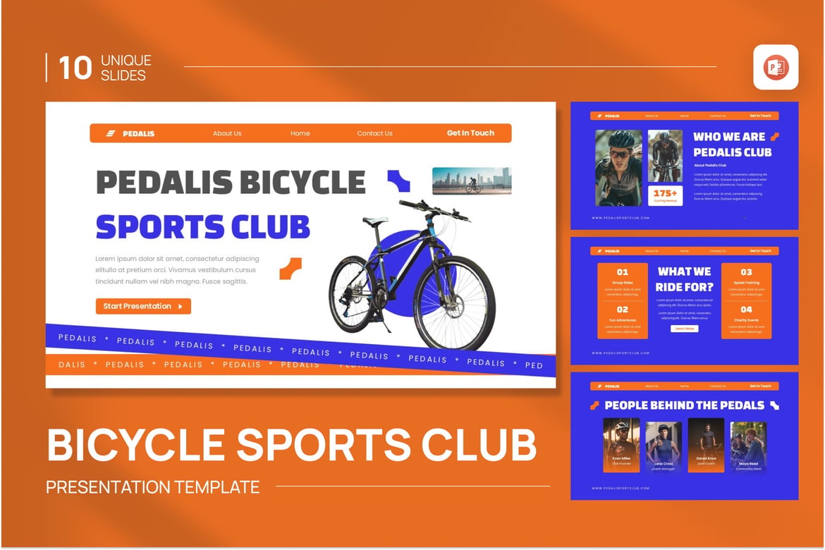 Template Presentasi PowerPoint Klub Sepeda Pedalis yang Menarik