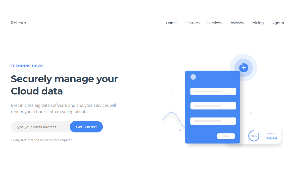 Template Website Pelican: Halaman Landing Minimalis untuk Startup Anda