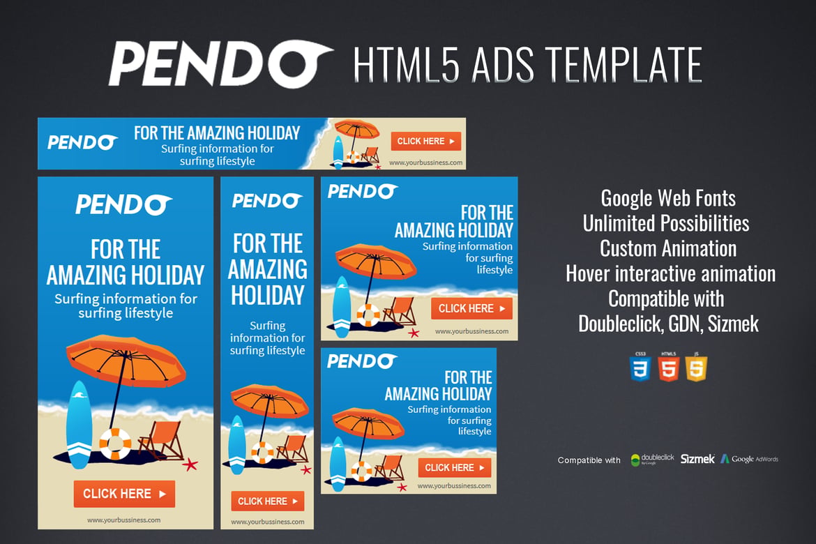 Template Iklan HTML5 Pendo yang Menarik dan Fungsional