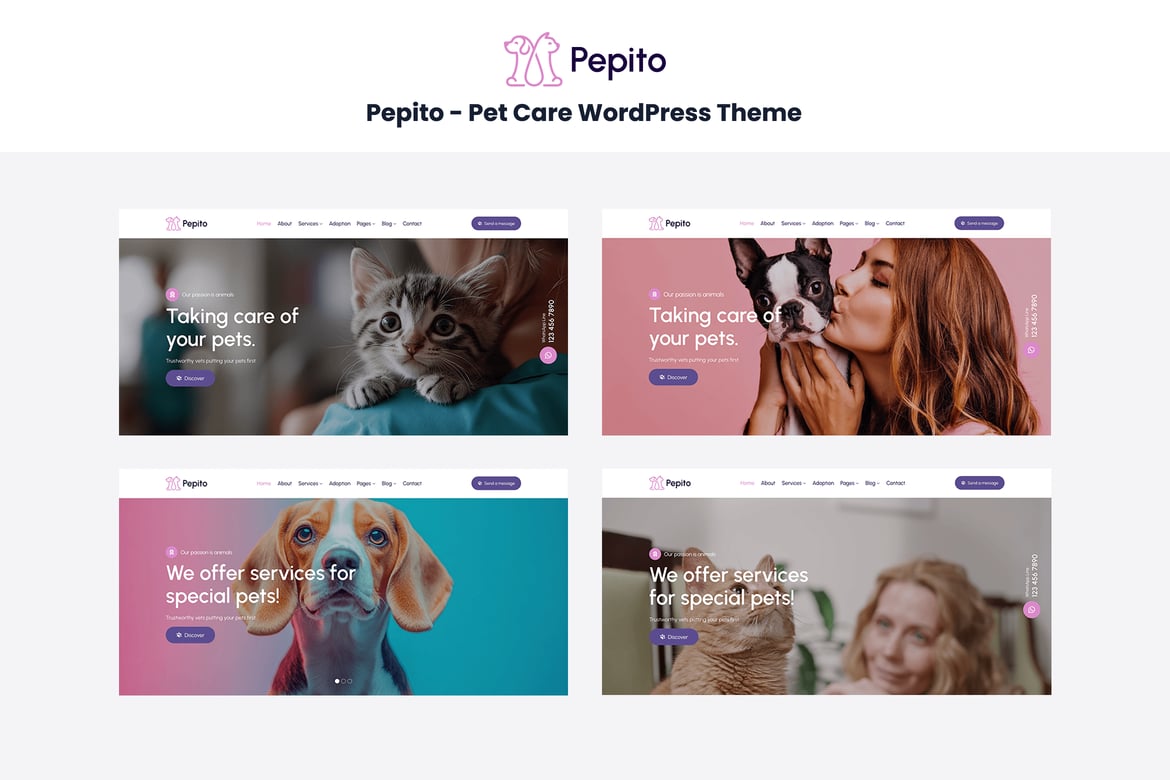 Pepito - Tema WordPress Perawatan Hewan Modern dan Minimalis