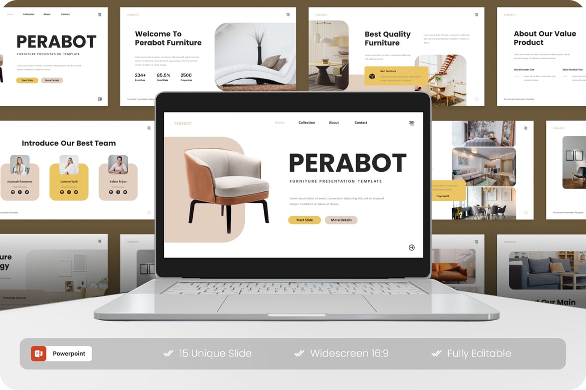 Template Presentasi Perabot - PowerPoint untuk Desain Interior yang Menarik
