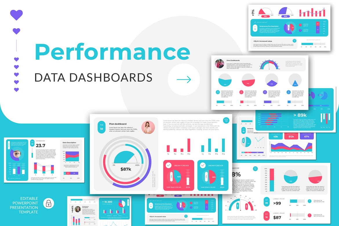 Template Presentasi PowerPoint Dashboard Kinerja yang Menarik