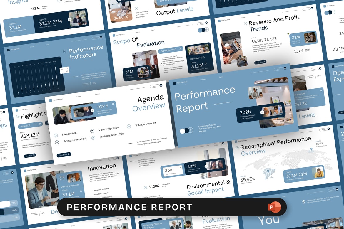 Template Presentasi PowerPoint Laporan Kinerja yang Profesional
