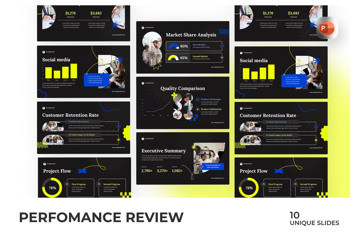 Template PowerPoint Ulasan Kinerja yang Menarik