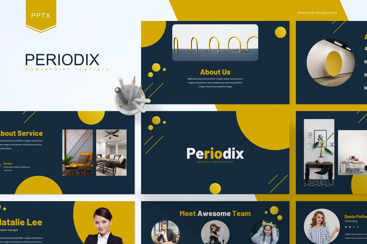 Template Powerpoint Bisnis Periodix yang Modern dan Profesional