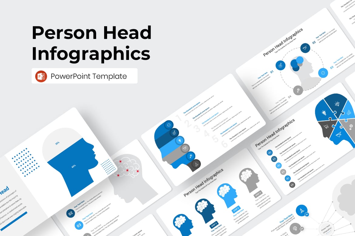 Template PowerPoint Infografis Kepala Manusia yang Menarik