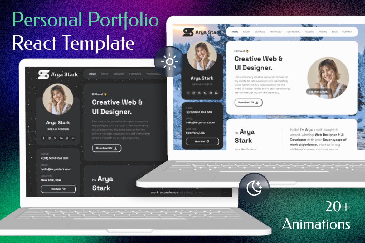Template Website Portofolio Pribadi CV Resume React - Arya