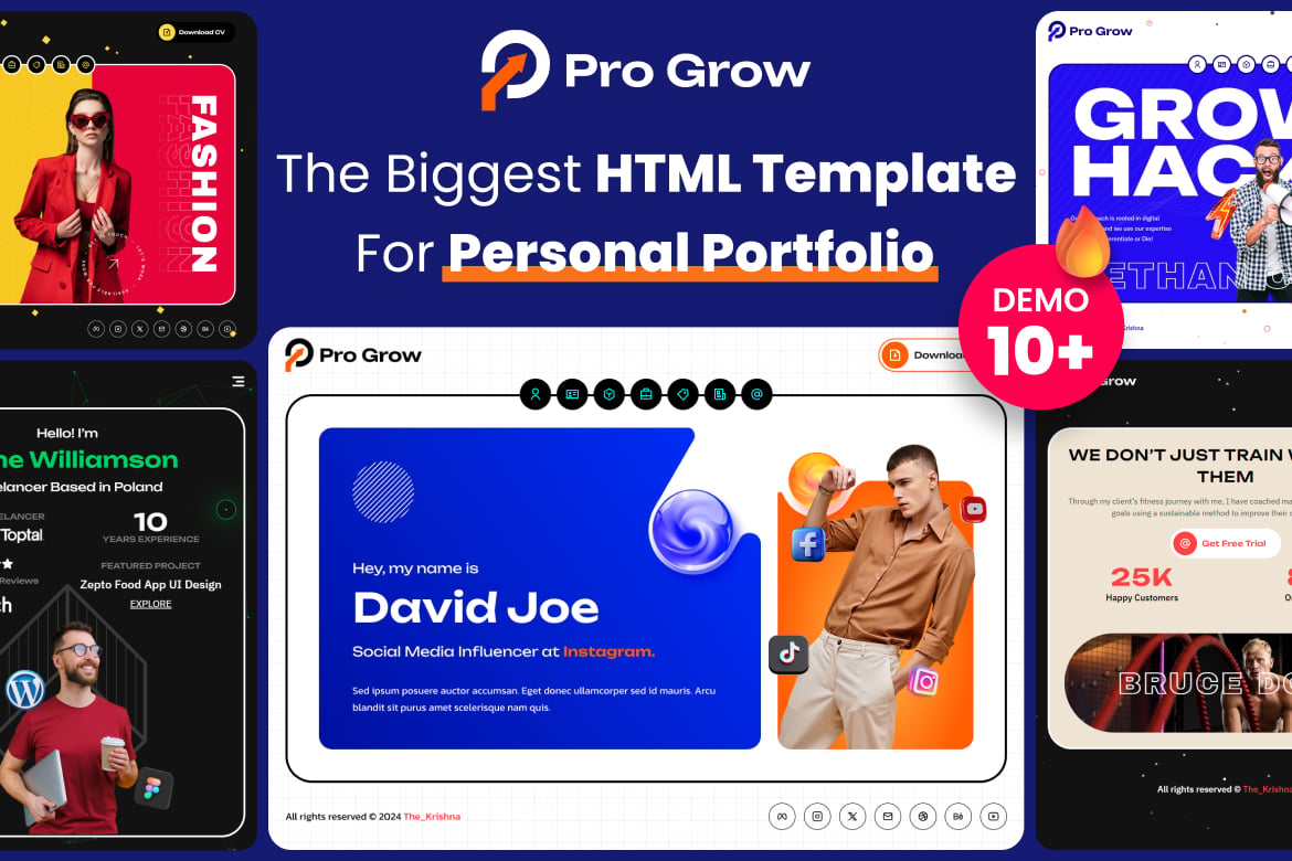 Template Website Portofolio Pribadi - Pro Grow yang Memukau