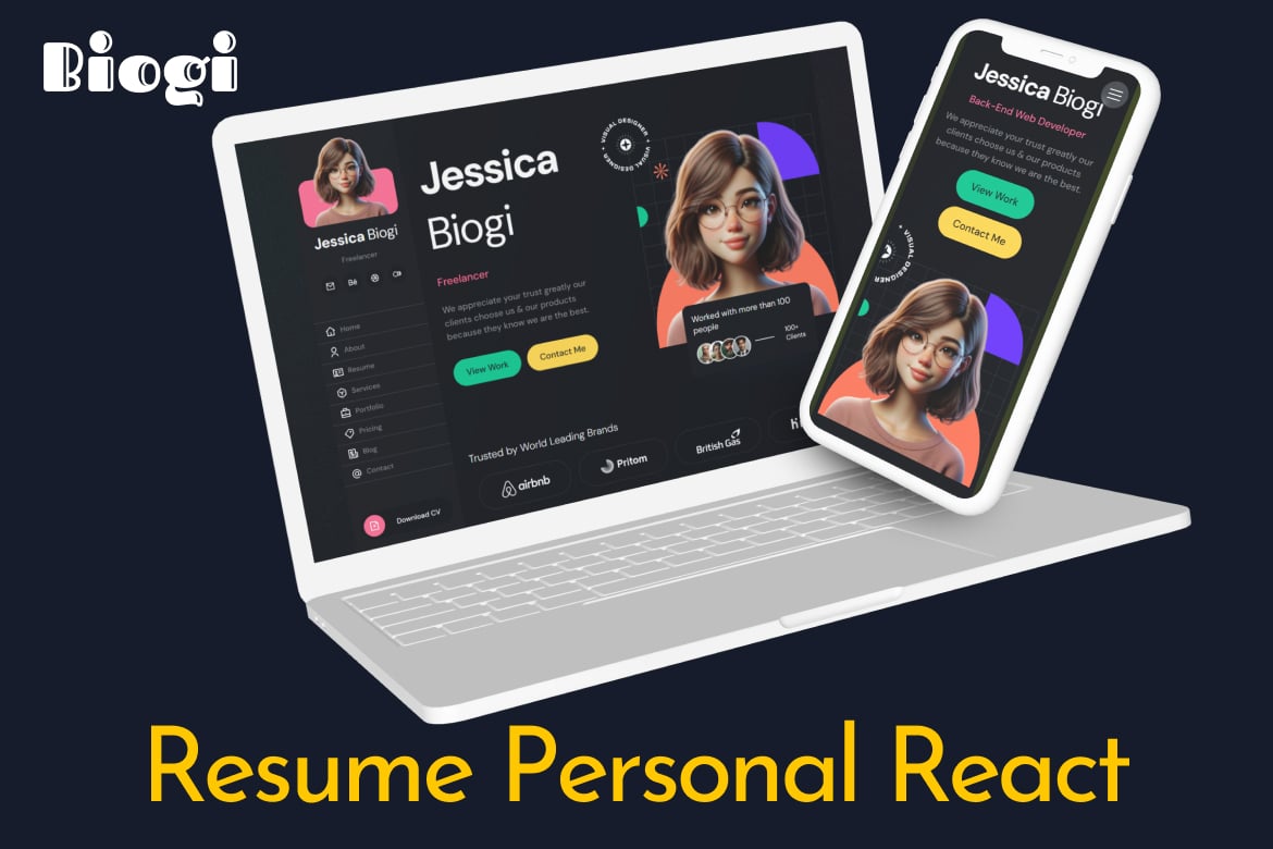Template Website Portofolio dan Resume Pribadi - Biogi yang Menarik