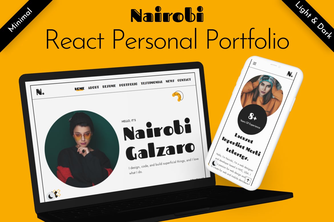 Template Website Portofolio Pribadi React - Nairobi yang Menarik
