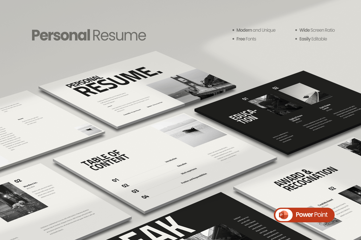 Template PowerPoint Resume Pribadi yang Profesional dan Modern