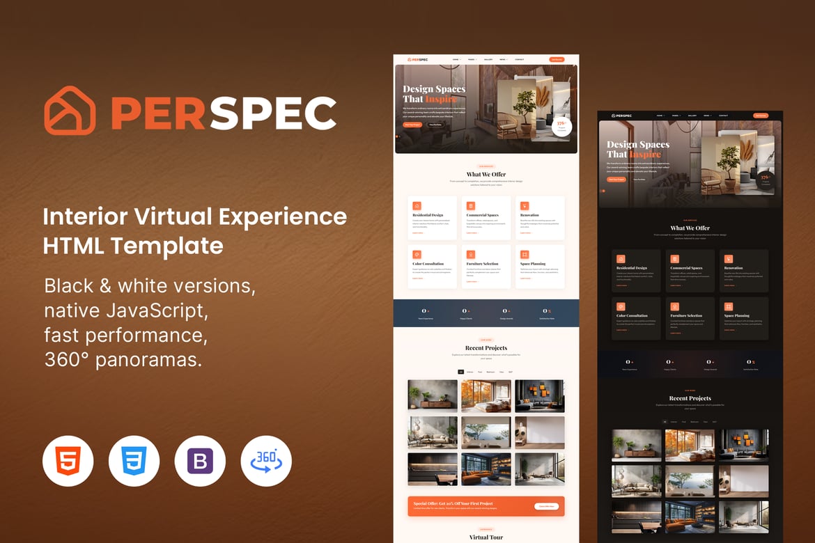Perspec – Template Website Pengalaman Interior Virtual yang Menawan