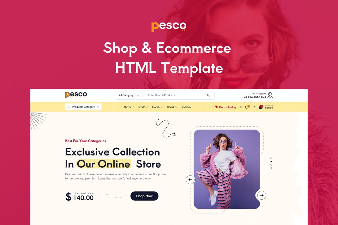 Pesco - Template HTML eCommerce Modern dan Stylish dengan RTL