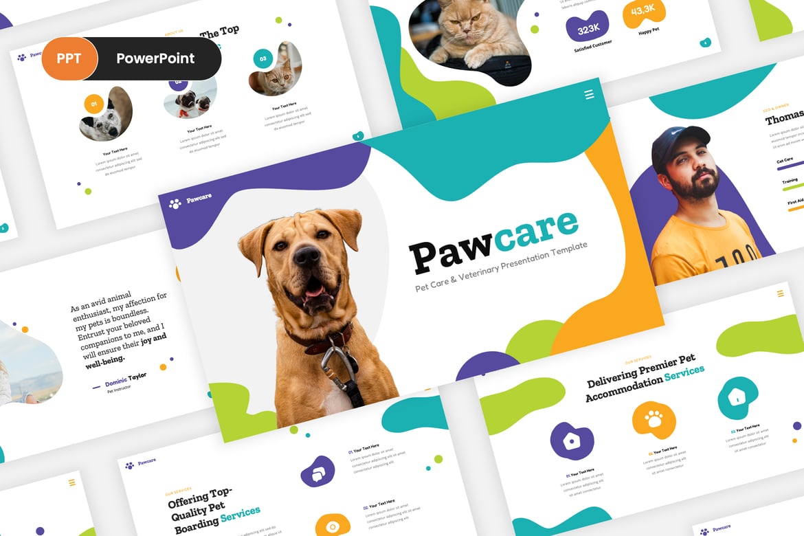 Template PowerPoint Perawatan Hewan & Veteriner yang Menarik