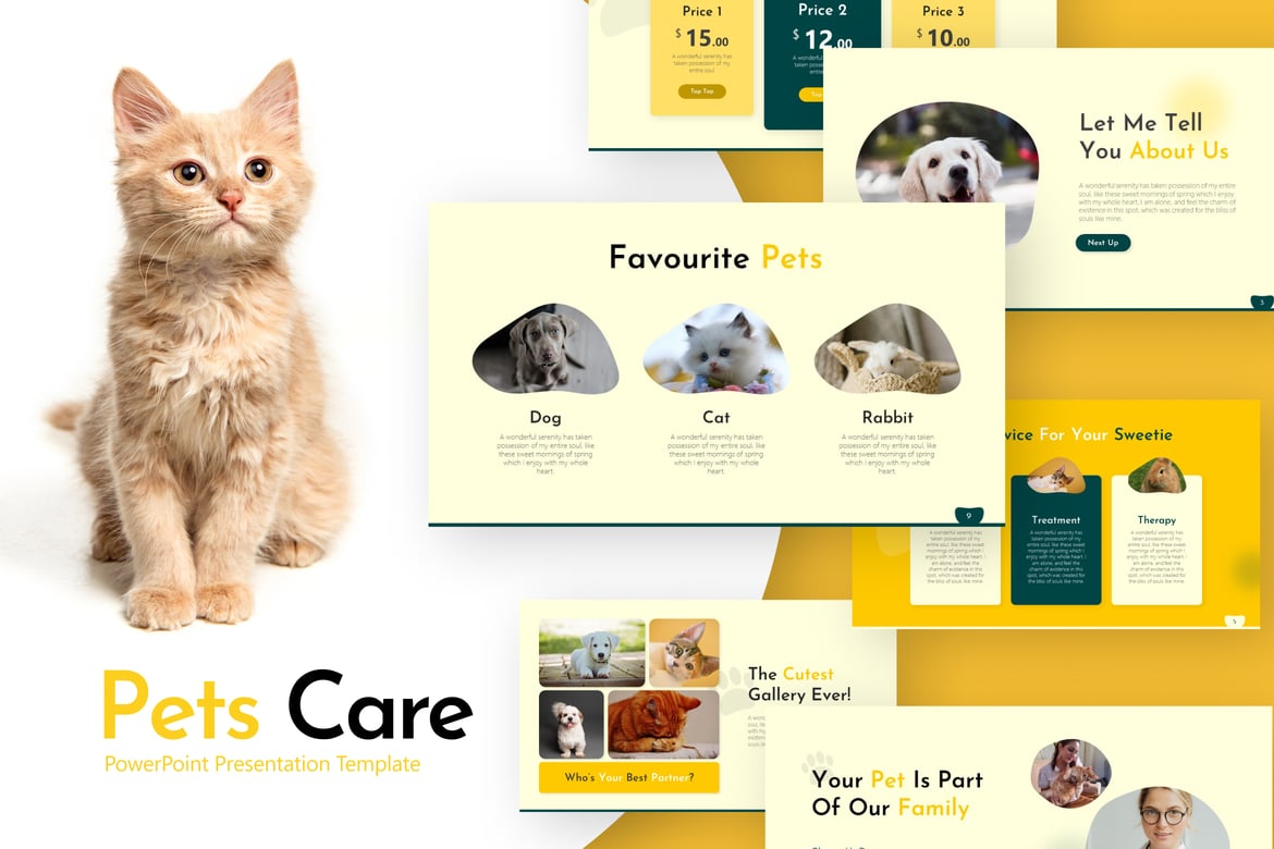 Template Presentasi Powerpoint Perawatan Hewan yang Menarik