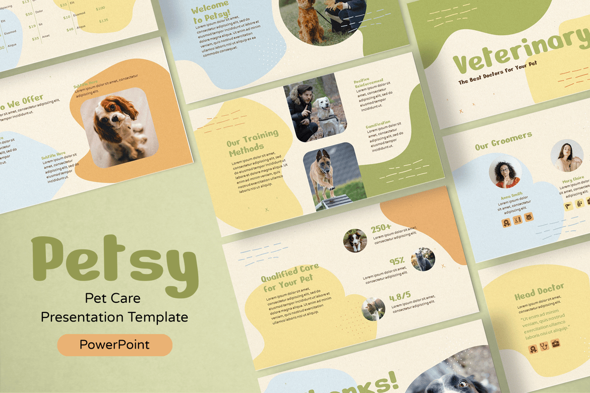 Template Presentasi PowerPoint Perawatan Hewan yang Modern dan Profesional